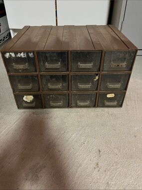 Brown 12-Drawer Plastic Parts Organizer for Crafts, Office, Tools